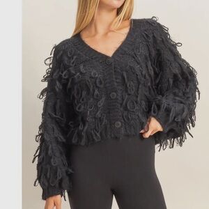 ShopEvelynne Black Textured Cardigan